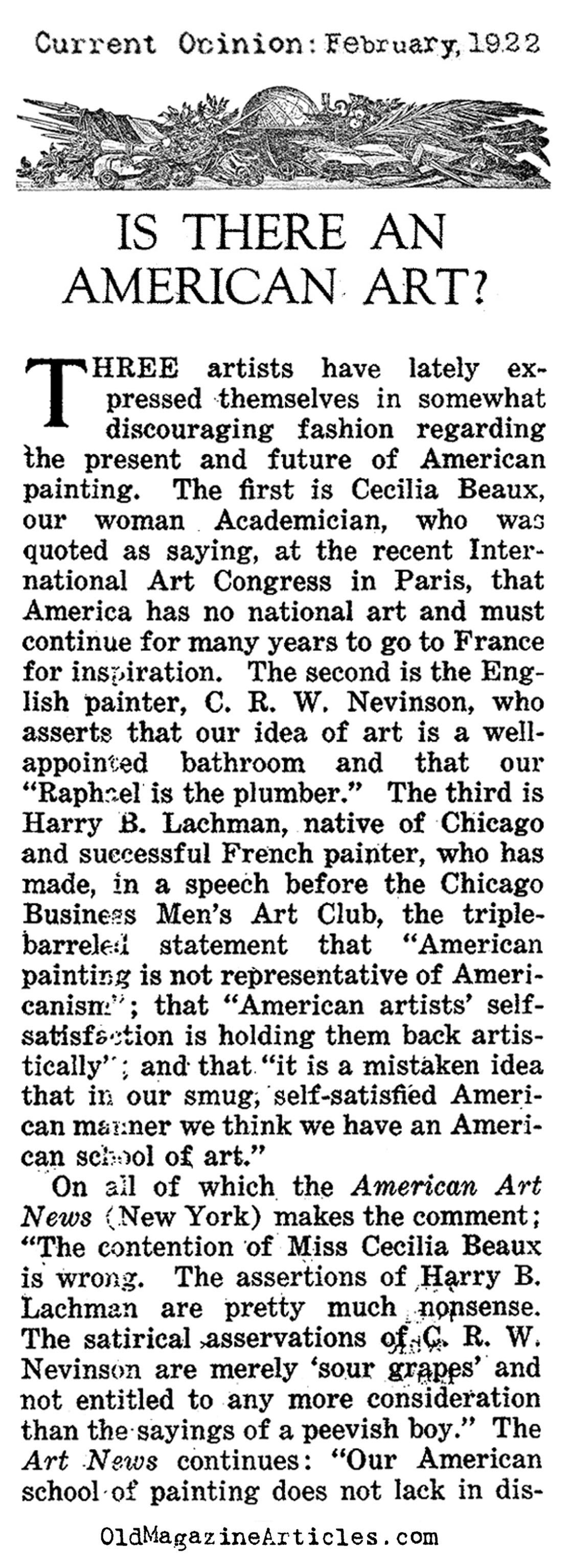Is There an American Art? (Current Opinion, 1922)